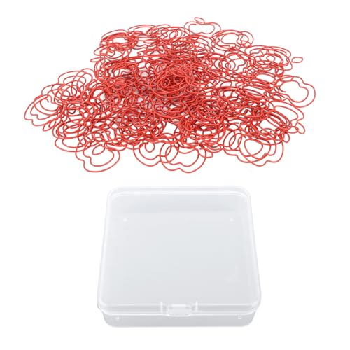 Aladeno 100 Stück süße Büroklammern in Fruchtform, niedliche tragbare Metall, lustige kleine Büroklammern mit transparenter Box, Lesezeichen, Planerklammern für das Schulbüro (Red) von Aladeno