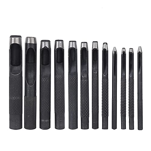 Aladeno 12PCS Leder Locher DIY Hohllocher Leder Handwerk Gürtel Leder Hohlstanzer Set Leder Locher Arbeitswerkzeug für Lederband Gürtel Papier Kunststoffe von Aladeno