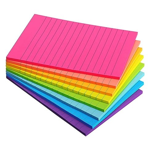 Aladeno Lined Sticky Notes, 4x6 In Self-Stick Pads Pastel Sticky Note, Recyclable, Colorful Super Sticking Power Memo Pads for Home, Office, Notebook von Aladeno