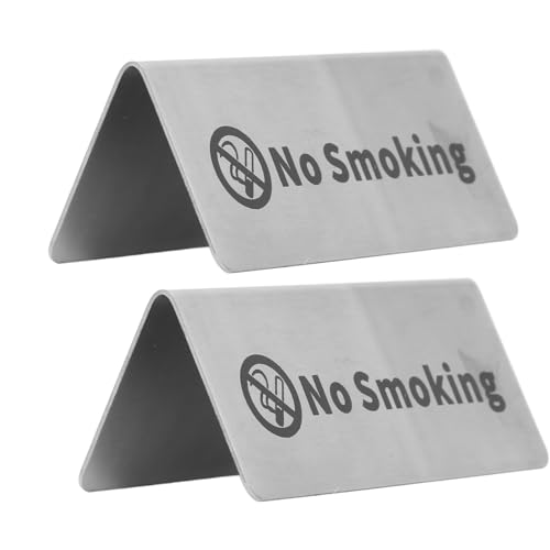 Aladeno Tischschild aus Edelstahl, doppelseitig, vielseitig einsetzbar, silbernes Tischkartenschild, kleines Metall-Reserviertisch-Tischschild, Trinkgeldtafel-Schilder für (no smoking) von Aladeno