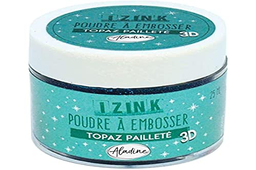 Aladine 10215 Embossing-Puder, 25 ml, Türkis mit Glitzer von Aladine