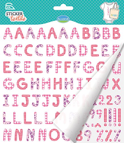 Aladine 3041451 - Textilsticker Alphabet 177 Stück, rosa von Aladine