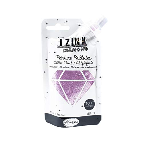 Aladine – Izink Diamond – Glitzerfarbe – Ultra konzentriert mit Pailletten – Dekoration für jeden Untergrund – DIY und kreative Freizeit – Hergestellt in Frankreich – weiche Flasche 80 ml – Pastellrosa von Aladine