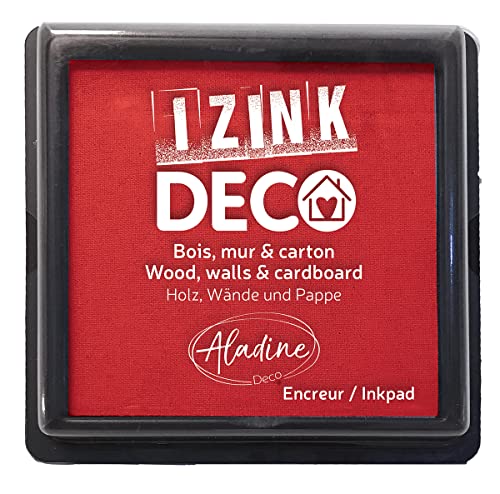 Aladine - Izink Déco Stempelkissen Größe XL 10 x 10 cm - sehr deckende Pigmente, schnell trocknend - hochwertiger Schaumstoff - ideal für kreative Abdrücke an Wand, Holz und Karton - Rot von Aladine