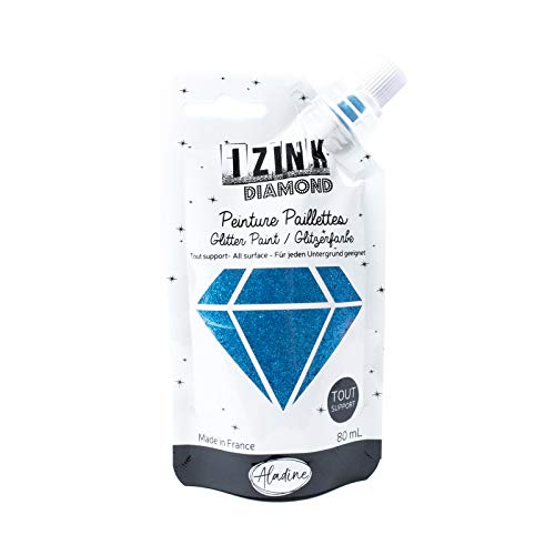 Aladine Izink Diamond 80821 Glitzerfarbe, 80 ml, Karibikblau von Aladine