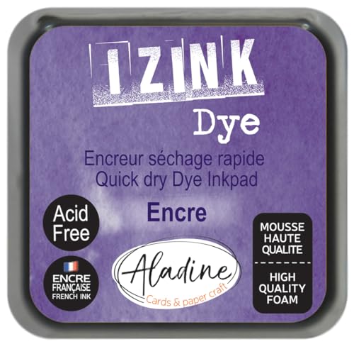 Aladine - Stempelkissen Izink Dye Violet Tinte – schnelltrocknendes Stempelkissen für Stempel und Schablonen – Scrapbooking und kreative Karten – französische Tinte – Größe M – 5 x 5 cm – Farbe von Aladine