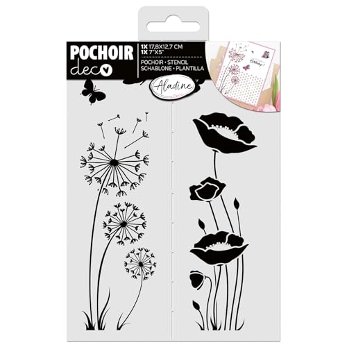 Aladine - Schablone Blumen Löwenzahn & Pusteblume 13 x 18 cm – Schablone für Dekoration aller Oberflächen – Schablone Filzstifte, Farbe, Airbrush – Zeichnung – 81263 von Aladine