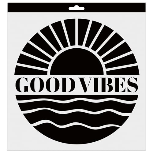 Aladine - Schablone Good Vibes 30 x 30 cm – Schablone für Dekoration aller Oberflächen – Schablone für Filzstifte, Farbe, Airbrush – Zeichnung Good Vibes – 81245 von Aladine