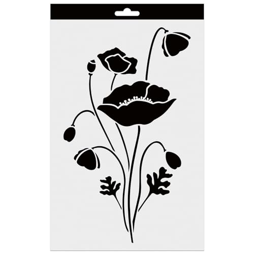 Aladine - Schablone Mohnblume 20 x 30 cm – Schablone für Dekoration aller Oberflächen – Schablone aus Filz, Malerei, Airbrush – Zeichnung Mohnblume – 81226 von Aladine