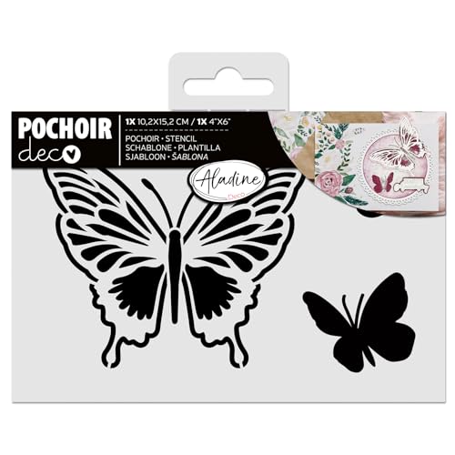 Aladine - Schablone Schmetterling, 15 x 10 cm – Schablone für Dekoration aller Oberflächen – Schablone aus Filz, Malerei, Airbrush Zeichnen – 81272 von Aladine