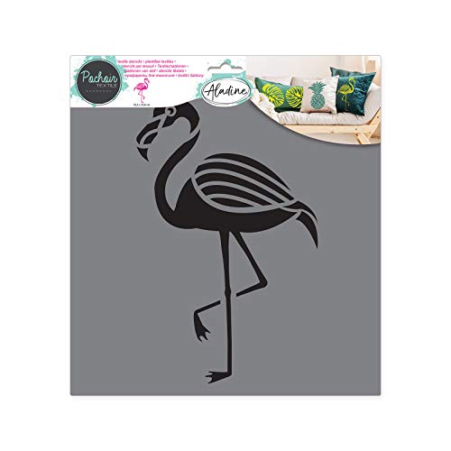 Aladine – Schablone aus Stoff, Flamingo, Dekoration auf Stoff, zum Personalisieren von T-Shirts, Tote Bags, waschbar, 28 x 28 cm, großes Motiv Grafik von Aladine