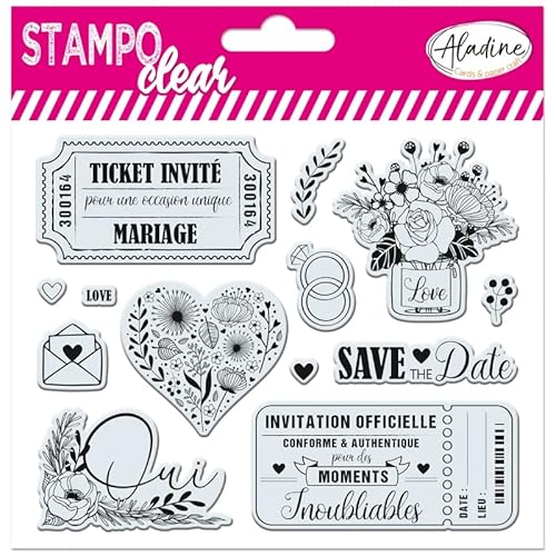 Aladine - Stempel für Hochzeit – transparente Stempel – Einladungen, Ticket – Stampo Clear – 04236 von Aladine