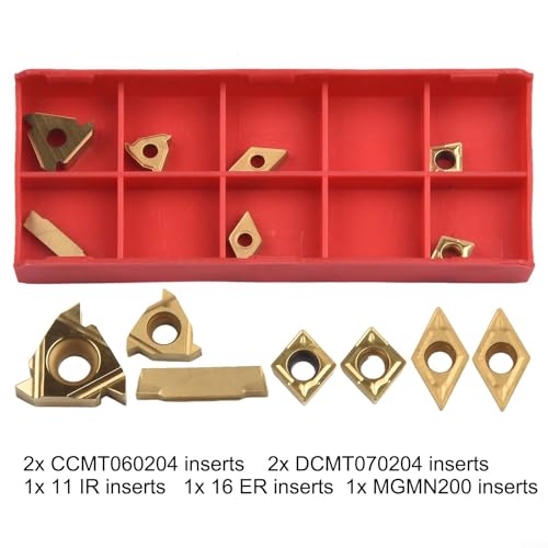 Alanmoship 7-teiliges Hartmetall-Drehmaschinen-Set CCMT060204 11IR 16ER MGMN200 DCMT070204 für 12 mm Schaftbohrstange von Alanmoship