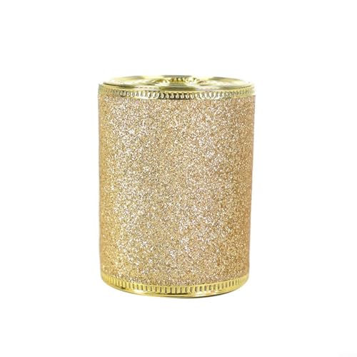 Alanmoship DIY Weihnachtsdekorationsrolle mit goldenem und silbernem Glitzerband, 6,3 cm x 6 m, für Hochzeiten, Babypartys und Feiern (Gold) von Alanmoship