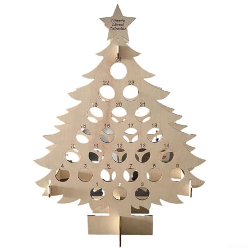 Alanmoship Weihnachts-Adventskalender-Weinhalter Xmas Countdown Holz Weinregal DIY Baumform Rund Display Ständer Desktop Dekoration (2) von Alanmoship