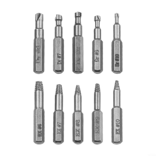 Metall-Schraubenausdreher-Bohrer für hartnäckige Schrauben, 10-teiliges Set zum einfachen Entfernen von verrosteten Schrauben (4 mm) von Alanmoship