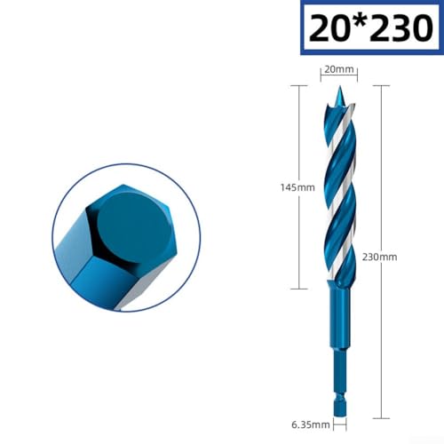 Schlangenbohrer für Holzbearbeitung mit einzigartigem 3-Schlitz-Design für effizientes Bohren in Harthölzern und anderen Materialien (20 mm) von Alanmoship