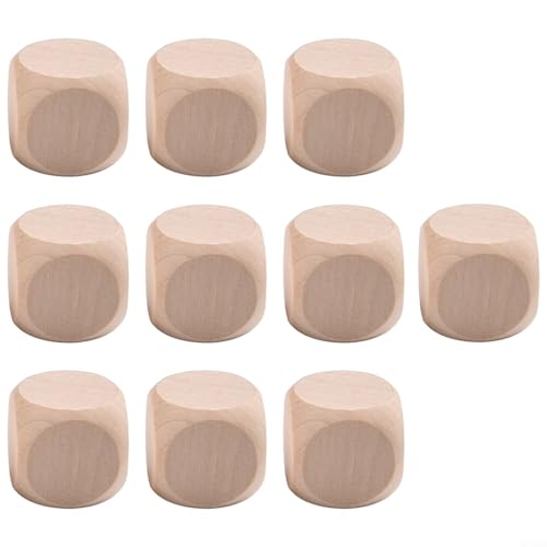 Unlackiertes Holzwürfel-Set, 10 leere Holzwürfel zum Basteln und Bedrucken (25 mm) von Alanmoship