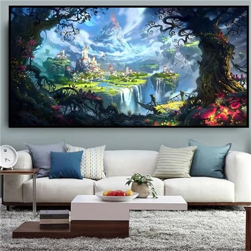 Alaoan Diamond Painting,DIY Diamant Painting Bilder für Erwachsene und Kinder Märchenwald 5D Diamond Painting Set Crystal Arts Craft für Home Wand Decor Geschenk-Round Drill,50x100cm von Alaoan