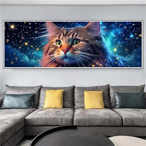 Alaoan Diamond Painting Erwachsene Groß xxl 100x300cm Katze Diamant Painting Bilder DIY Full Runden Stern Diamant Kunst Malerei Stickerei Kreuzstich Bilder Home wanddekoration I-710 von Alaoan