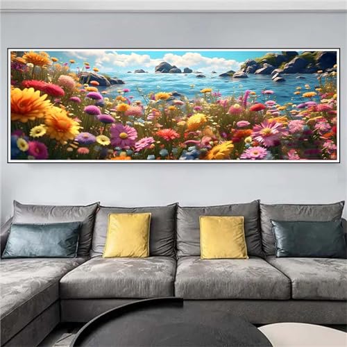 Alaoan Diamond Painting xxl Blume Diamant Painting Bilder Erwachsene DIY Strand Diamond Painting Set Stickerei Arts Craft Wohnzimmer Schlafzimmer Wanddekoration Geschenke für Frauen 50x150cm I-416 von Alaoan