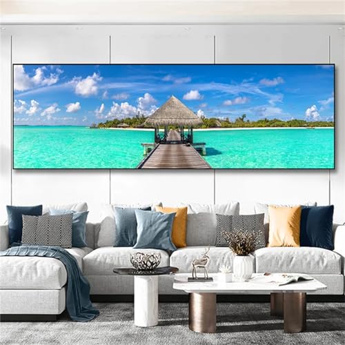 Alaoan Seebrücke Diamond Painting Erwachsene Strand Diamond Painting Kinder, Volle Diamant Painting Bilder Set DIY Arts Craft 5D Diamant Kunst Malerei als Geschenk und Home Wand Dekor 60x180cm N-191 von Alaoan