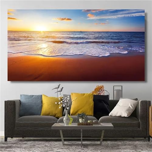 Alaoan Strand Diamond Painting set, Diamond Painting Erwachsene Xxl 60x120cm Diamanten Painting Bilder, DIY Full Drill Diamond Crystal Art Leinwand Dekoration Stickerei Kreuzstich Home Wall Décor von Alaoan