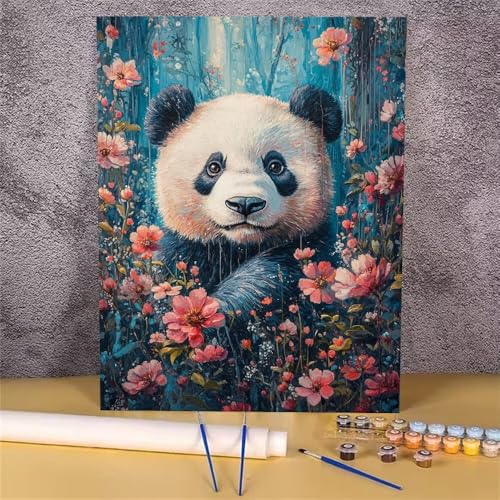 Blume Malen Nach Zahlen Erwachsene,Malen Nach Zahlen Panda,Handgemalt Ölgemälde Kit für Erwachsene,Mit Pinseln und Acrylfarbe,zur Heimdekoration und Mädchen Geschenkes (Rahmenlos,20x30 cm) GH-1796 von Alaoan