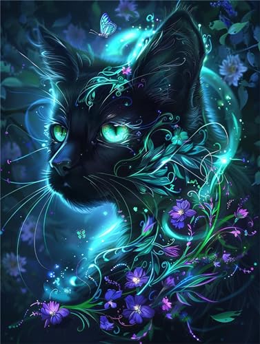 Blumen Diamond Painting Erwachsene, Diamant Painting Katzen Bilder, Diamond Painting Eckige Steine, DIY Diamant Kunst Malerei Stickerei Set Kreuzstich Wanddekoration Geschenk - Katze 40x50cm W723 von Alaoan