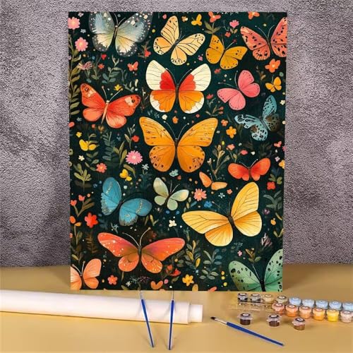 Farbe Malen Nach Zahlen Erwachsene, Malen Nach Zahlen Schmetterling, DIY Handgemalt Ölgemälde Kit, Mit Pinseln und Acrylfarbe, zur Heimdekoration und Mädchen Geschenkes (Rahmenlos, 40x50 cm) GH-1673 von Alaoan