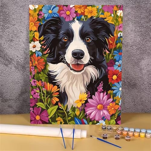 Malen Nach Zahlen Blume,Hund Malen Nach Zahlen Erwachsene,DIY Handgemalt Ölgemälde Leinwand Kits,Anfänger Erwachsene Paint by Numbers Malen Nach Zahlen zur Heimdekoration,Kein Rahmen 30x40 cm GH-1683 von Alaoan