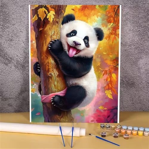 Malen Nach Zahlen Erwachsene Baum,Malen Nach Zahlen Panda,DIY Handgemalt Ölgemälde Leinwand Kits für Anfänger,Mit Pinsels und Acrylfarbe Als Geschenkes und Heimdekoration,Ohne Rahmen 40x50 cm GH-1798 von Alaoan