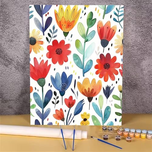 Malen Nach Zahlen Erwachsene Blume,Malen Nach Zahlen Abstrakt,Handgemalt Ölgemälde Leinwand Kits für Anfänger,Mit Pinsels und Acrylfarbe Als Geschenkes und Heimdekoration,Ohne Rahmen 60x80 cm GH-1081 von Alaoan