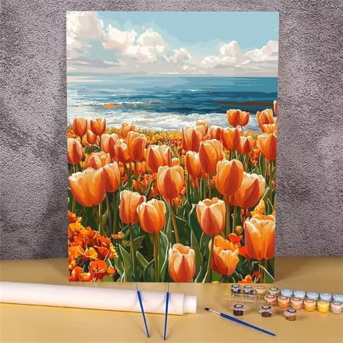 Malen Nach Zahlen Erwachsene Blume,Malen Nach Zahlen Mosaik,Handgemalt Ölgemälde Leinwand Kits für Anfänger,Mit Pinsels und Acrylfarbe Als Geschenkes und Heimdekoration,Ohne Rahmen 30x40 cm GH-1708 von Alaoan