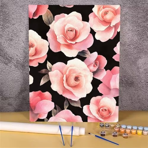 Malen Nach Zahlen Erwachsene Blume,Malen Nach Zahlen Rosa,DIY Handgemalt Ölgemälde Leinwand Kits für Anfänger,Mit Pinsels und Acrylfarbe Als Geschenkes und Heimdekoration,Ohne Rahmen 40x50 cm GH-1690 von Alaoan