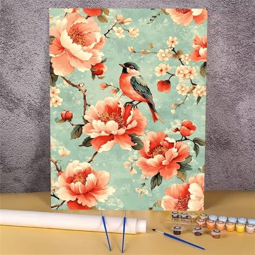 Malen Nach Zahlen Erwachsene Blume,Malen Nach Zahlen Rot,DIY Handgemalt Ölgemälde Leinwand Kits für Anfänger,Mit Pinsels und Acrylfarbe Als Geschenkes und Heimdekoration,Ohne Rahmen 30x40 cm GH-1804 von Alaoan