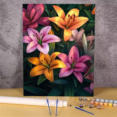 Malen Nach Zahlen Erwachsene Blume,Malen Nach Zahlen Tulpe,DIY Handgemalt Ölgemälde Leinwand Kits für Anfänger,Mit Pinsels und Acrylfarbe Als Geschenkes und Heimdekoration,Ohne Rahmen 20x30 cm GH-424 von Alaoan