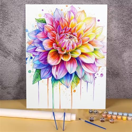 Malen Nach Zahlen Erwachsene Farbe,Malen Nach Zahlen Blume,DIY Handgemalt Ölgemälde Leinwand Kits für Anfänger,Mit Pinsels und Acrylfarbe Als Geschenkes und Heimdekoration,Ohne Rahmen 20x30 cm GH-1633 von Alaoan