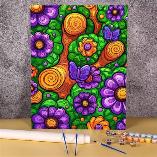 Malen Nach Zahlen Erwachsene Farbe,Malen Nach Zahlen Blume,DIY Handgemalt Ölgemälde Leinwand Kits für Anfänger,Mit Pinsels und Acrylfarbe Als Geschenkes und Heimdekoration,Ohne Rahmen 70x90 cm GH-1195 von Alaoan