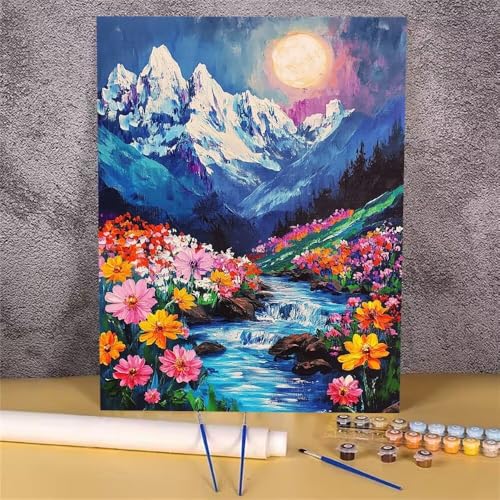 Malen Nach Zahlen Erwachsene Landschaft, Malen Nach Zahlen Blume, DIY Handgemalt Ölgemälde Leinwand Kits für Anfänger, Mit Pinsels und Acrylfarbe Als Heimdekoration, Ohne Rahmen 30x40 cm GH-1666 von Alaoan