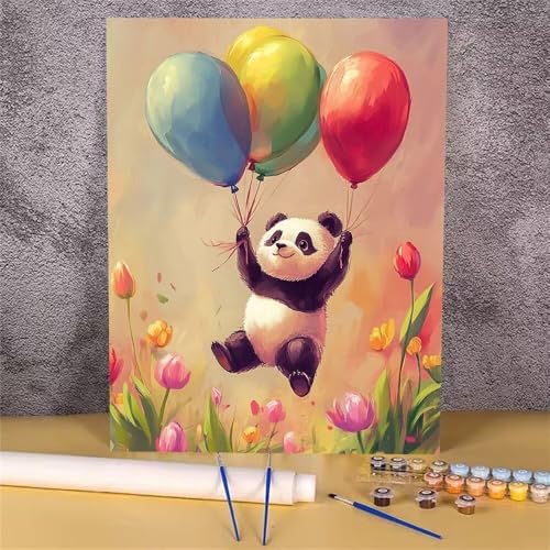 Malen Nach Zahlen Erwachsene Panda,Malen Nach Zahlen Ballon,DIY Handgemalt Ölgemälde Leinwand Kits für Anfänger,Mit Pinsels und Acrylfarbe Als Geschenkes und Heimdekoration,Ohne Rahmen 30x40 cm GH-574 von Alaoan