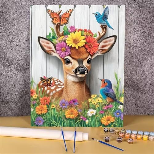 Malen Nach Zahlen Erwachsene Reh,Malen Nach Zahlen Vogel,DIY Handgemalt Ölgemälde Leinwand Kits für Anfänger,Mit Pinsels und Acrylfarbe Als Geschenkes und Heimdekoration,Ohne Rahmen 20x30 cm GH-559 von Alaoan