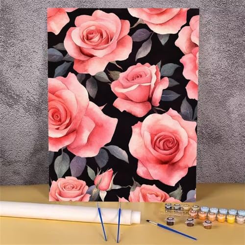 Malen Nach Zahlen Erwachsene Rosen,Malen Nach Zahlen Blume,DIY Handgemalt Ölgemälde Leinwand Kits für Anfänger,Mit Pinsels und Acrylfarbe Als Geschenkes und Heimdekoration,Ohne Rahmen 20x30 cm GH-1693 von Alaoan