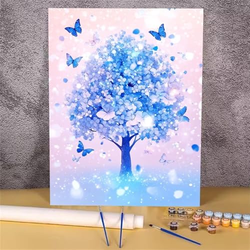 Malen Nach Zahlen Erwachsene Schmetterling, Malen Nach Zahlen Baum, DIY Handgemalt Ölgemälde Leinwand Kits für Anfänger, Mit Pinsels und Acrylfarbe Als Heimdekoration, Ohne Rahmen 20x30 cm GH-418 von Alaoan