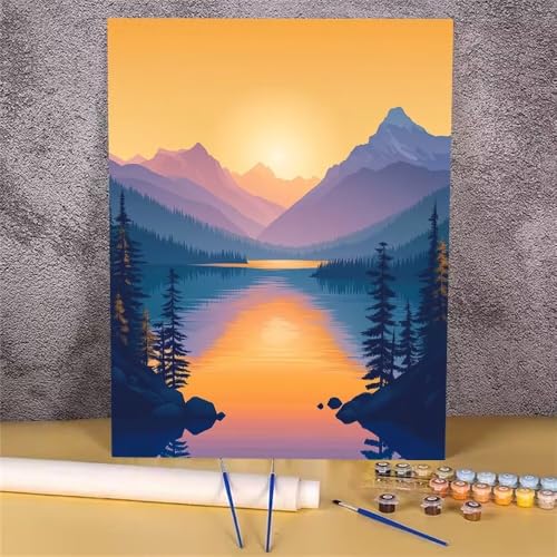 Malen Nach Zahlen Erwachsene See,Malen Nach Zahlen Landschaft,Handgemalt Ölgemälde Leinwand Kits für Anfänger,Mit Pinsels und Acrylfarbe Als Geschenkes und Heimdekoration,Ohne Rahmen 30x40 cm GH-1720 von Alaoan