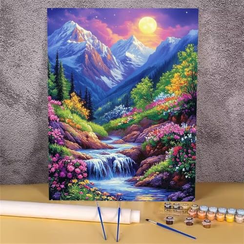 Malen Nach Zahlen Erwachsene Sonnenuntergang, Malen Nach Zahlen Landschaft, DIY Handgemalt Ölgemälde Leinwand Kits für Anfänger, Mit Pinsels und Acrylfarbe Als Geschenkes, Ohne Rahmen 20x30 cm GH-1669 von Alaoan