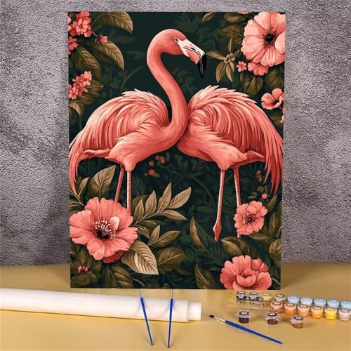 Malen Nach Zahlen Erwachsene Tier,Malen Nach Zahlen Flamingo,Handgemalt Ölgemälde Leinwand Kits für Anfänger,Mit Pinsels und Acrylfarbe Als Geschenkes und Heimdekoration,Ohne Rahmen 20x30 cm GH-1792 von Alaoan