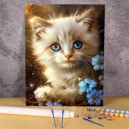 Malen Nach Zahlen Erwachsene Tier,Malen Nach Zahlen Katze,DIY Handgemalt Ölgemälde Leinwand Kits für Anfänger,Mit Pinsels und Acrylfarbe Als Geschenkes und Heimdekoration,Ohne Rahmen 20x30 cm GH-1138 von Alaoan