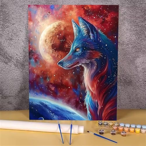 Malen Nach Zahlen Erwachsene Tier,Malen Nach Zahlen Wolf,DIY Handgemalt Ölgemälde Leinwand Kits für Anfänger,Mit Pinsels und Acrylfarbe Als Geschenkes und Heimdekoration,Ohne Rahmen 30x40 cm GH-409 von Alaoan