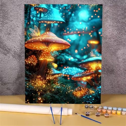 Malen Nach Zahlen Erwachsene Traum,Malen Nach Zahlen Pilz,DIY Handgemalt Ölgemälde Leinwand Kits für Anfänger,Mit Pinsels und Acrylfarbe Als Geschenkes und Heimdekoration,Ohne Rahmen 20x30 cm GH-1117 von Alaoan